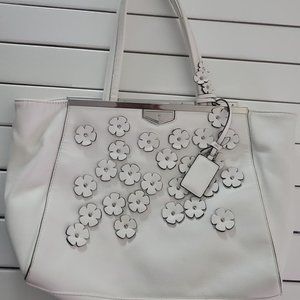 Vera Wang Handbag Purse Large Tote Spring Shoulder Bag WHITE Slightly Used